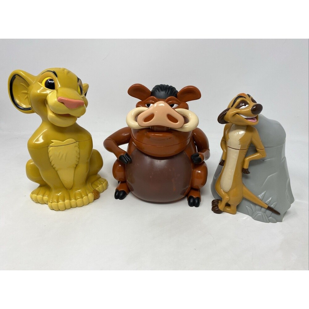 Keebler Disney Lion King Timon, Pumbaa & Simba Cookie Jar Set - Sound 2003